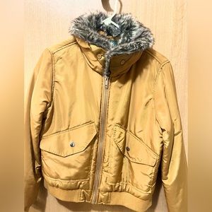 Wild Fable camel/gold puffer jacket. Faux fur hood.
